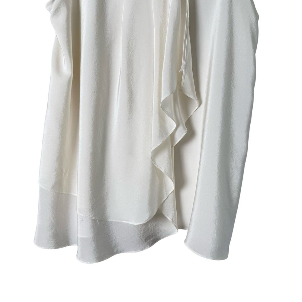 Amanda Uprichard Silk Tank Blouse Draped Ruffles‎ Scoop Neck Ivory, Size Small - Picture 4 of 7